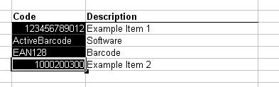 Etiquetas de código de barras con datos importados