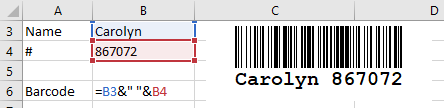 Barcode, Excel 2007