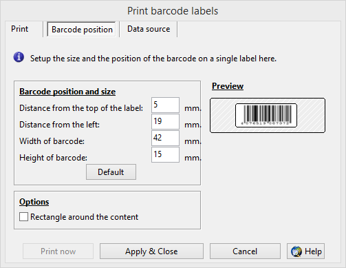 Impresión de códigos de barras en etiquetas continuas
