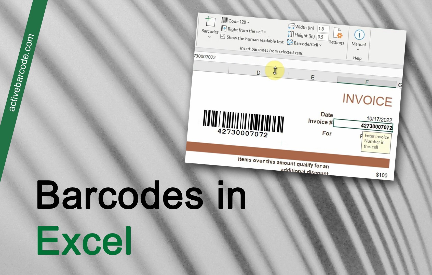 ActiveBarcode: Vincular el contenido de una celda a un código de barras.