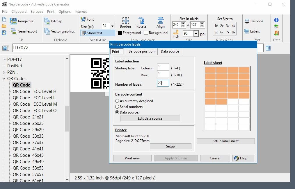 ActiveBarcode: Etiquetas de código de barras con datos importados