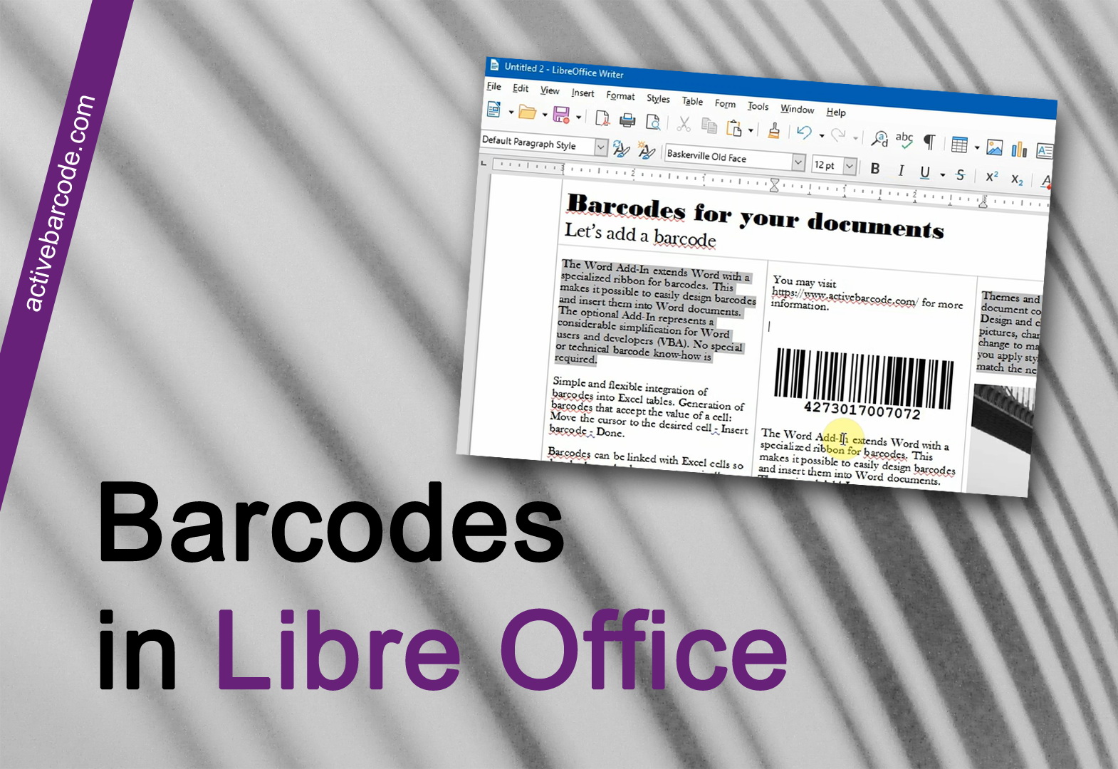 ActiveBarcode: Cómo añadir un código de barras a los documentos de LibreOffice u OpenOffice.