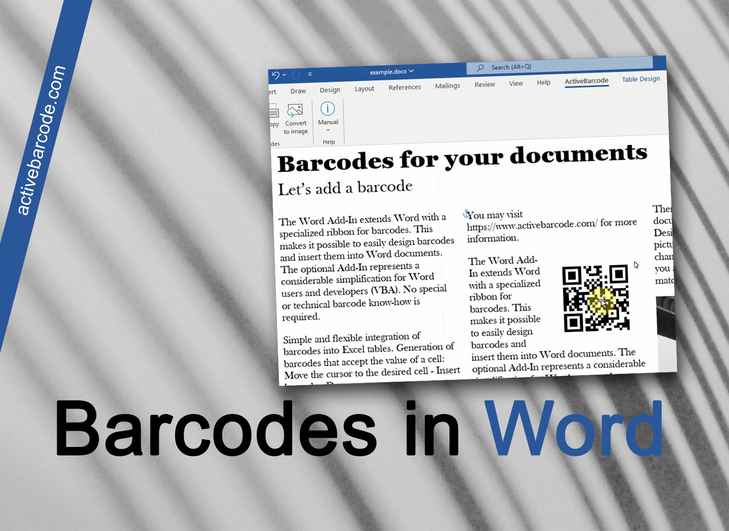 ActiveBarcode: Cómo incrustar un código de barras en un documento de Word.