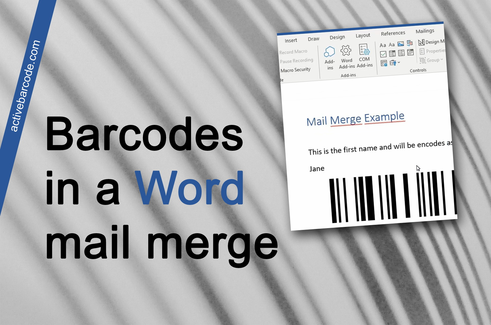 ActiveBarcode: Cómo añadir un código de barras a una combinación de correspondencia existente.